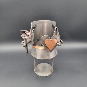 Novelty‎ Wine Bottle Holder Metal Art Lovers Flowers and Chocolate Rustic